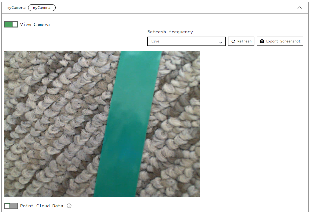 The camera view in the control tab on the machine page